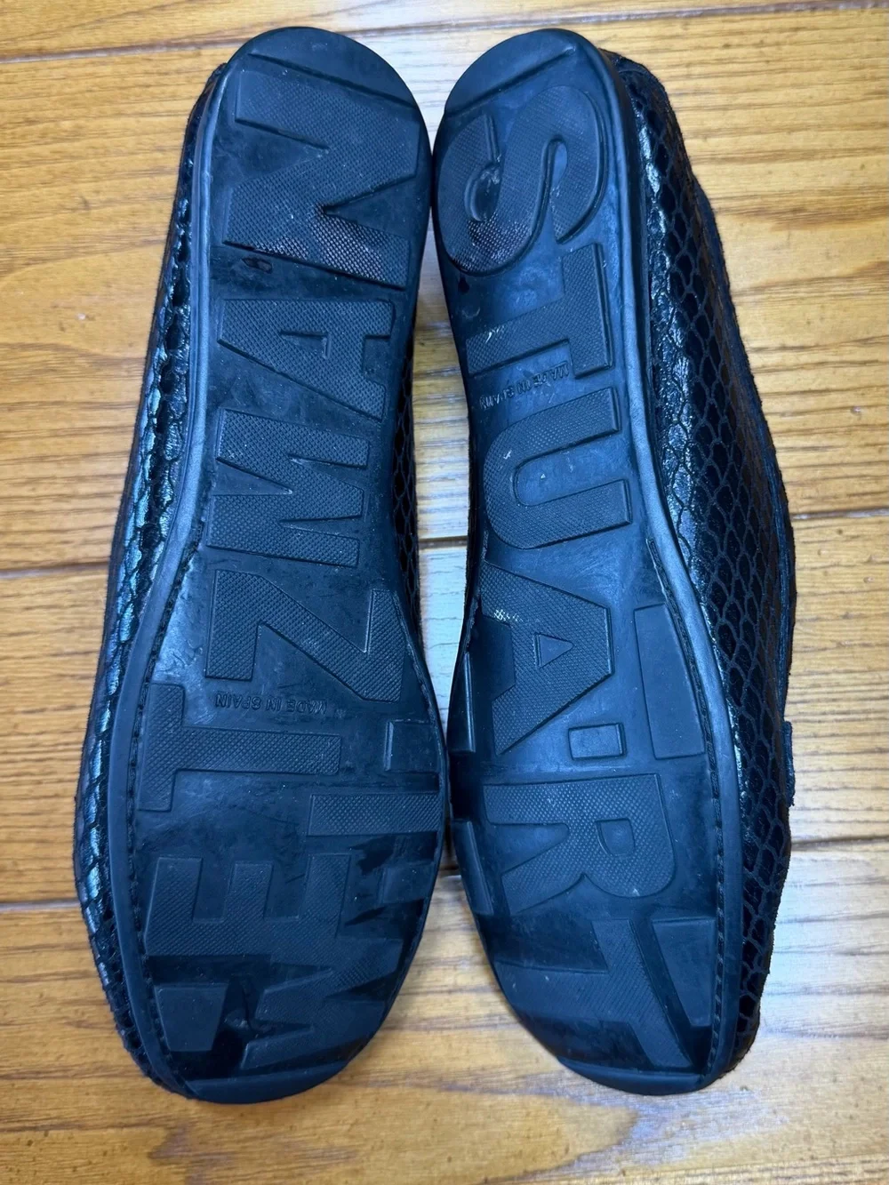 Stuart Weitzman Black Snake Embossed Patent Leather Loafers Flats 7.5M